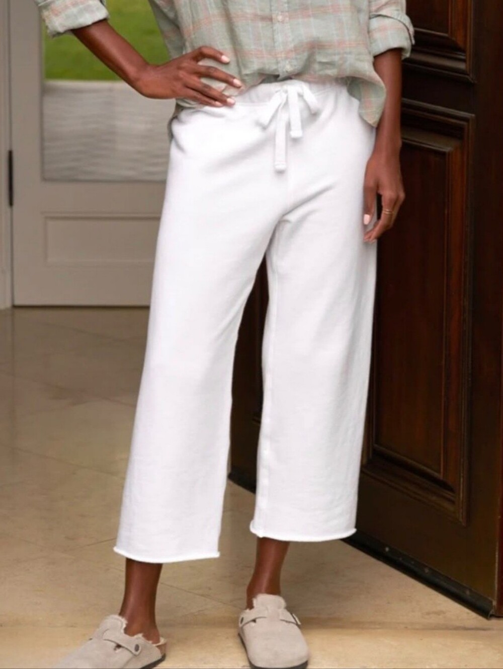 NWOT Frank&Eileen Catherine Soft White Fleece Sweatpants